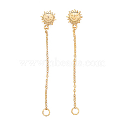 Brass Beads, with Chain, Nickel Free, Flower, Real 14K Gold Plated, 67mm(KK-N259-11)