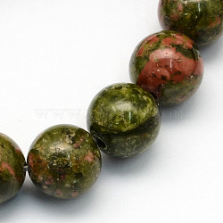 Natural Unakite Round Beads Strands, 6.5mm, Hole: 1mm, about 63pcs/strand, 15.5 inch(X-G-S175-6mm)