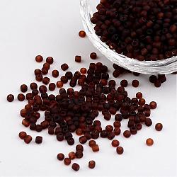 8/0 Frosted Round Glass Seed Beads, Coconut Brown, Size: about 3mm in diameter, hole:1mm, about 1101pcs/50g(X-SEED-A008-3mm-M13)