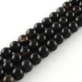 Natural Black Agate Round Bead Strands, 4mm, Hole: 1mm, about 95pcs/strand, 15.7 inch