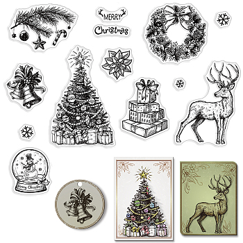 PVC Plastic Stamps, for DIY Scrapbooking, Photo Album Decorative, Cards Making, Stamp Sheets, Christmas Themed Pattern, 16x11x0.3cm