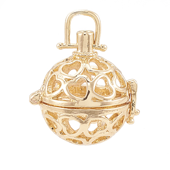 Alloy Cage Pendants, For Chime Ball Pendant Making, Hollow, Round, Golden, 20x19.5x15.5mm, Hole: 3x3.5mm, Inner Measure: 13mm