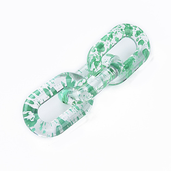 Transparent Acrylic Linking Rings, Quick Link Connectors, for Cable Chains Making, Oval, Medium Sea Green, 31x19.5x5mm, Inner Diameter: 8x20mm