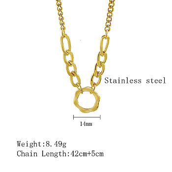 Stainless Steel Pendant Necklaces, Hollow Flower, Real 18K Gold Plated, 16.54 inch(42cm)