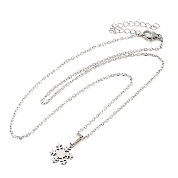 306 Stainless Steel Pendant Necklace for Women, Snowflake, 17.72 inch(45cm), pendants: 13.5x10mm.