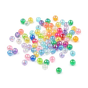 AB Color Round Transparent Acrylic Spacer Beads Mix, Assorted Colors, about 5mm in diameter, hole: 1.5mm