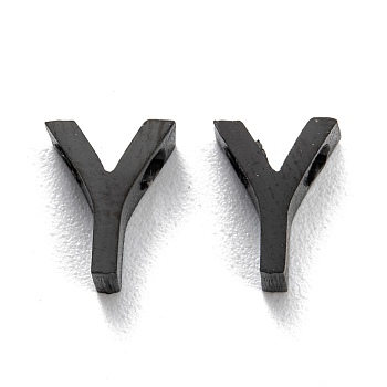 304 Stainless Steel Charms, Alphabet, Electrophoresis Black, Letter.Y, 8x6x3mm, Hole: 1.8mm