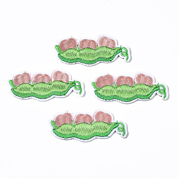 Computerized Embroidery Cloth Iron On/Sew On Patches, Costume Accessories, Appliques, Pease, Lime, 23x53x1.5mm