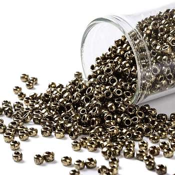 TOHO Round Seed Beads, Japanese Seed Beads, (1705) Gilded Marble Brown, 8/0, 3mm, Hole: 1mm, about 10000pcs/pound