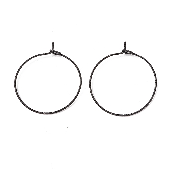 Ion Plating(IP) 316 Surgical Stainless Steel Hoop Earrings Findings, Wine Glass Charms Rings, Electrophoresis Black, 25x21mm, Pin: 0.6mm