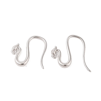 925 Sterling Silver Hoop Earrings Findings, Real Platinum Plated, 17.5~18mm, Hole: 1mm, Pin: 0.8mm