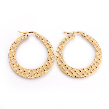 201 Stainless Steel Hoop Earrings, with 304 Stainless Steel Pin, Hypoallergenic Earrings, Ring, Golden, 36x34.5x1.5mm, Pin: 1mm