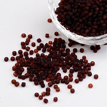 8/0 Frosted Round Glass Seed Beads, Coconut Brown, Size: about 3mm in diameter, hole:1mm, about 1101pcs/50g