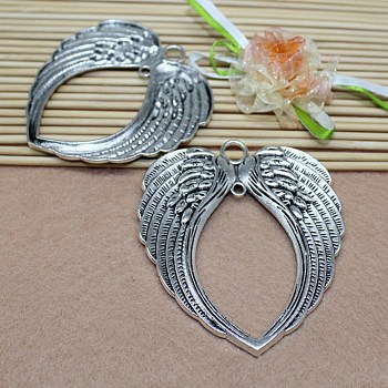 Tibetan Style Alloy Links, Wing, Antique Silver, 65x69x3mm