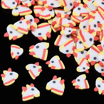 Handmade Polymer Clay Cabochons, Fashion Nail Art Decoration Accessories, Unicorn, Red, 3~6x4~7x0.5mm, about 71400pcs/1000g