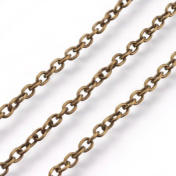 Iron Cable Chains, for DIY Jewelry Making, with Spool, Unwelded, Oval, Lead Free, Antique Bronze, 3x2x0.5mm, about 328.08 Feet(100m)/roll