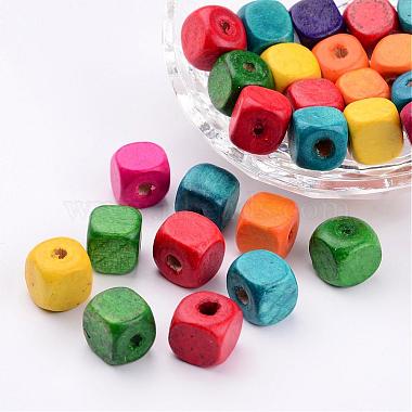10mm Mixed Color Cube Wood Beads