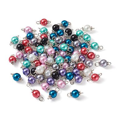 Yilisi 100piezas 8 dijes de conector de cuentas redondas de perlas de vidrio de colores(FIND-YS0001-21)-3