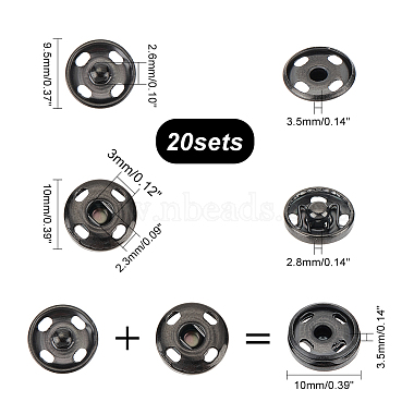 20 Sets 202 Stainless Steel Snap Buttons(BUTT-UN0001-19)-3