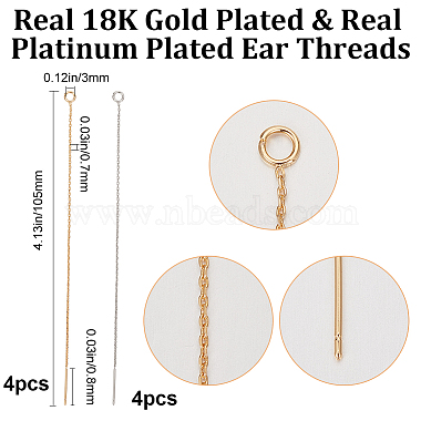8Pcs 2 Color Brass Stud Earring Findings(KK-BBC0009-81)-2