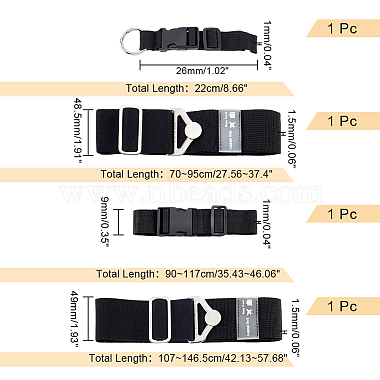 Pandahall Elite 4Stk. 4 Stile flache elastische Gepäckgurte aus Polyester(FIND-PH0017-20)-2