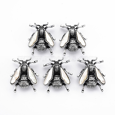Natural White Shell Beetle Brooch(PALLOY-Q438-009A-RS)-4