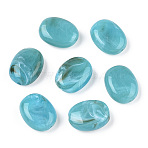 Oval Imitation Gemstone Acrylic Beads, Dark Turquoise, 19x15x7mm, Hole: 2mm(X-OACR-R047-13)