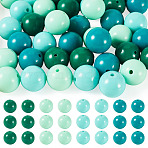 40Pcs 4 Colors Opaque Acrylic Beads, Round, Green, 19.5~20x19~20mm, Hole: 2.2~3mm, 10pcs/style(MACR-TA0002-97A)