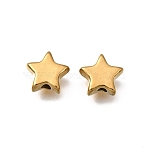304 Stainless Steel Spacer Beads, Ion Plating(IP), Real 18K Gold Plated, Star, 7.5x8x3mm, Hole: 1.5mm(STAS-L315-074G-02)