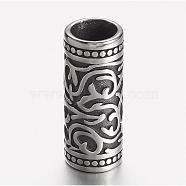 304 Stainless Steel Tube Beads, Antique Silver, 24x9.5mm, Hole: 7mm(STAS-D166-49AS)