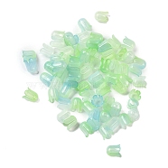 Transparent Acrylic Beads Caps, Flower, Green Yellow, 11.5x10mm, Hole: 2.8mm, 2000pcs/500g(OACR-B022-01D)