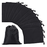 Polyester Bags, with Drawstring Ropes, Rectangle, Black, 30x24x0.04cm(ABAG-WH0035-026D)