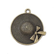 Tibetan style Alloy Pendants, Bowknot with Hat Charm, Antique Golden, 36x34.5x6mm, Hole: 3mm(FIND-M021-16AG)