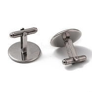 304 Stainless Steel Cuff Buttons, Cufflink Findings for Apparel Accessories, Stainless Steel Color, Tray: 20mm, 19x22x22mm(STAS-Z015-33H)