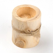 Schima Wood Candle Holder, with Hemp Ribbon Bowknot, Column, BurlyWood, 65x60x71mm(DJEW-WH0037-19B)