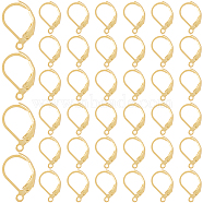 304 Stainless Steel Leverback Earring Findings, with Loop, Real 24K Gold Plated, 15x10x2mm, Hole: 1.4mm, Pin: 1x0.8mm, 60Pcs/box(STAS-SP0001-06A)