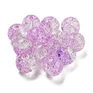 Transparent Spray Painting Crackle Glass Beads, Round, Violet, 10mm, Hole: 1.6mm, 200pcs/bag(GLAA-L046-01A-17)