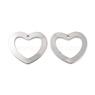 201 Stainless Steel Pendants, Heart, Stainless Steel Color, 17.5x20x1mm, Hole: 1.4mm(STAS-K217-72)