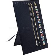 1Pc Velvet Covered Wood Jewelry Necklace Display Planks, Rectangle, Black, 25x20x0.4cm(NDIS-HY0001-01)