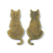 Alloy Kitten Cabochons, For DIY UV Resin, Epoxy Resin, Pressed Flower Jewelry, Cat Silhouette, Antique Bronze, 17x8x1mm(PALLOY-WH0051-01AB-06)