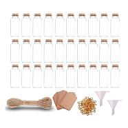 60Pcs Column Glass Cork Bottles Ornament, Empty Wishing Bottles, with 60Pcs Paper Blank Tags, 1 Bundle Jute Cord, 2Pcs Mini Transparent Plastic Funnel Hopper, 60Pcs Screw Eye Pin Peg Bails, Clear, 5x2.2cm, Capacity: 10ml(0.34fl. oz)(DIY-YW0006-09)