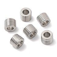 202 Stainless Steel European Beads, Large Hole Beads, Grooved Beads, Column, Stainless Steel Color, 8x6mm, Hole: 4mm(STAS-A081-02P)