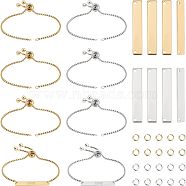 DIY Rectangle Link Slider Bracelet Making Kit, Including 304 Stainless Steel Bracelet Making & Connector Charms, Golden & Stainless Steel Color, 56Pcs/box(STAS-UN0039-29)