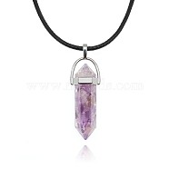 Natural Amethyst Pendant Necklaces, Bullets, 19.69 inch(50cm)(IC1467-2)