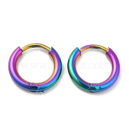 Ion Plating(IP) Titanium Alloy Huggie Hoop Earrings for Women, Rainbow Color, 12 Gauge, 12x2mm(EJEW-A100-01C-RC)