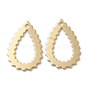 Teardrop Brass Pendants, Long-Lasting Plated, Rack Plating, Real 14K Gold Plated, 16x11x0.7mm, Hole: 1.2mm(KK-G480-04B-LG)