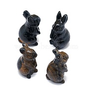 Natural Blue Tiger Eye Sculpture Display Decorations, for Home Office Desk, Rabbit, 17~19x17~18.5x32~37mm(G-F719-36H)
