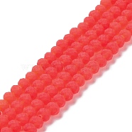 Transparent Glass Beads Strands, Faceted, Frosted, Rondelle, Tomato, 8mm, Hole: 1mm(X1-EGLA-A034-T8mm-MD01)