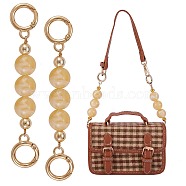 Bag Extension Chain, with ABS Plastic Beads and Light Gold Alloy Spring Gate Rings, for Bag Replacement Accessories, Wheat, 14.3cm(FIND-SZ0002-43B-10)