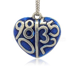 Antique Silver Tone CCB Plastic Enamel Pendants, Heart with Number, Dark Blue, 31x32x10mm, Hole: 3mm(CCB-J026-01)